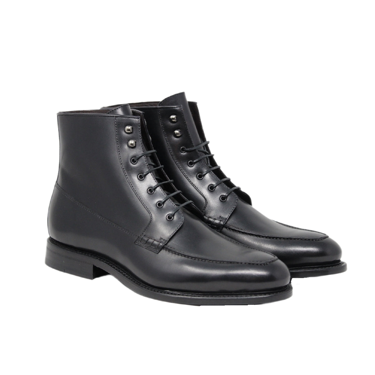 Black Derby Men's Boots genuine leather with leather soles and heel bases