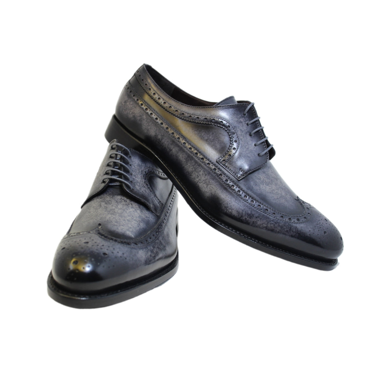 Charcoal full brogue wing tip