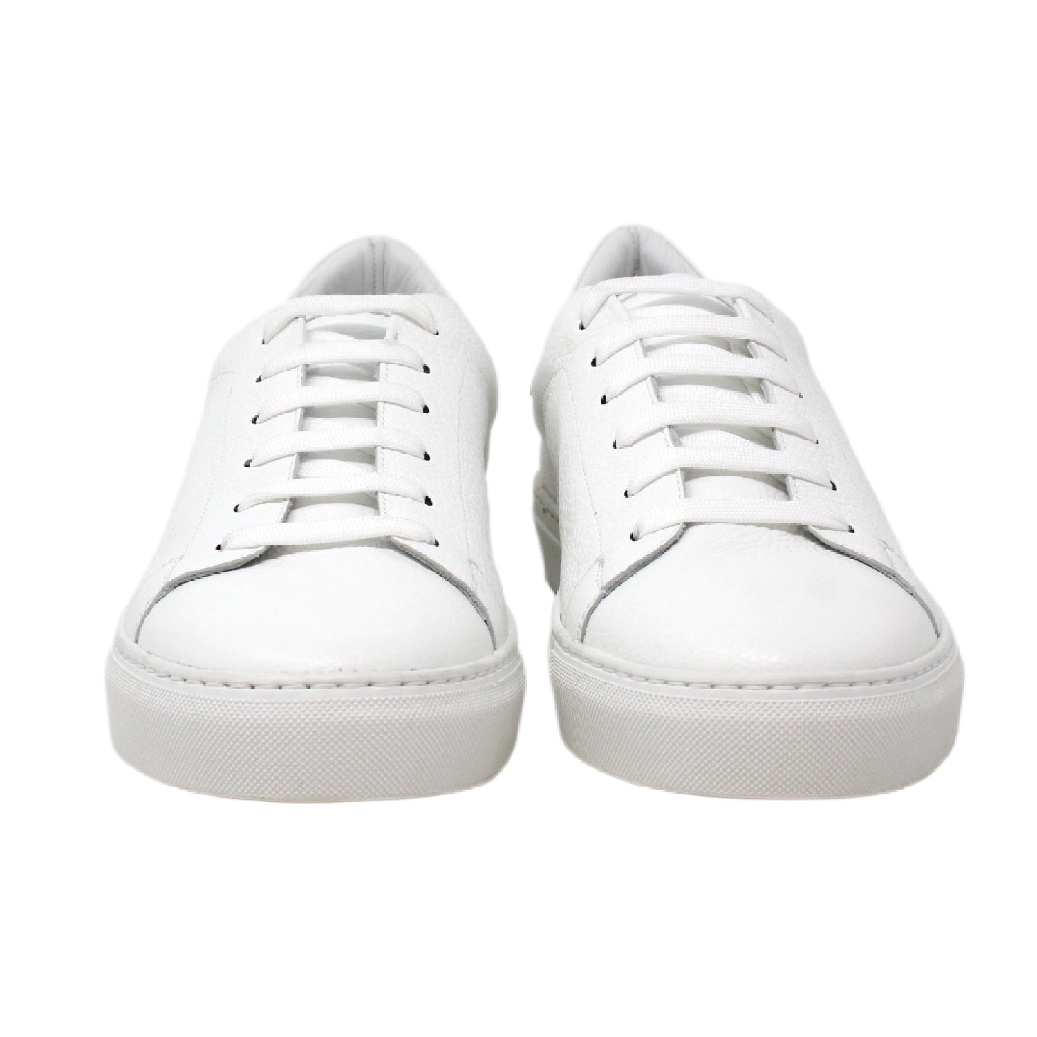 PEBBLED WHITE LEATHER SNEAKER