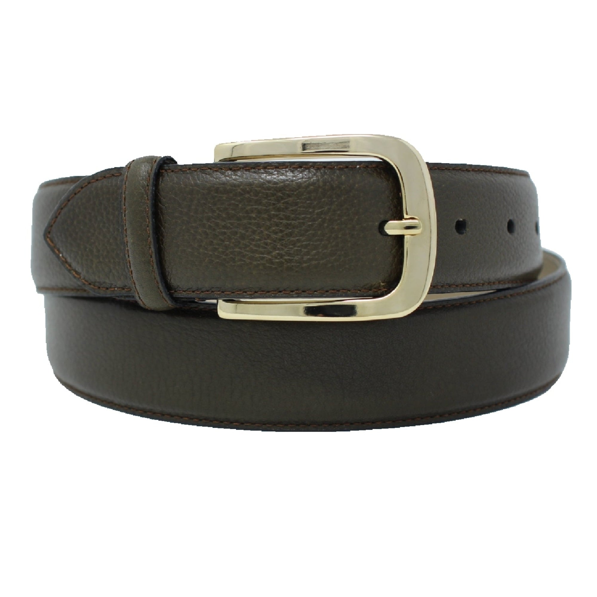 SMOOTH LEATHER BELT – OLIVE GREEN