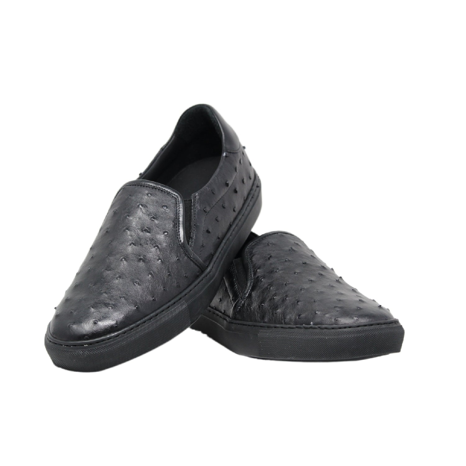 Black Ostrich Men's Slip On