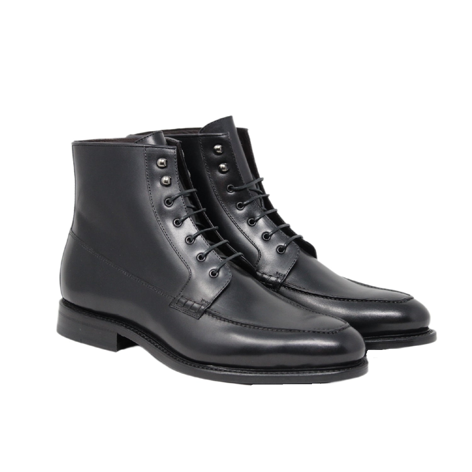Black Derby Men's Boots genuine leather with leather soles and heel bases