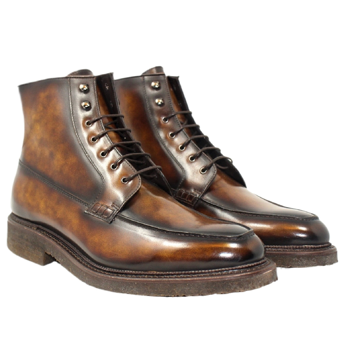 Marbled brown derby men's boots | Leffler Leather Goods