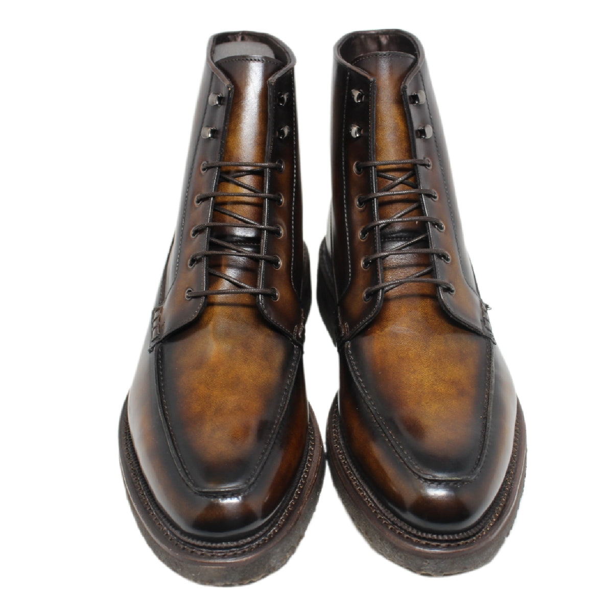 Marbled brown derby boots