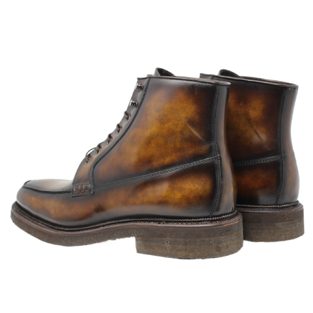 Marbled brown derby boots