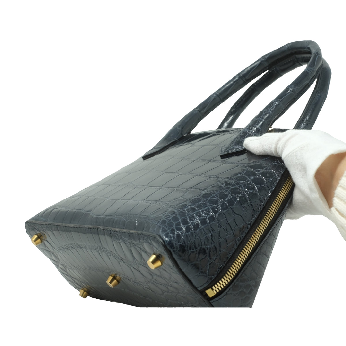 The Crystal Bag – Navy Glazed Alligator