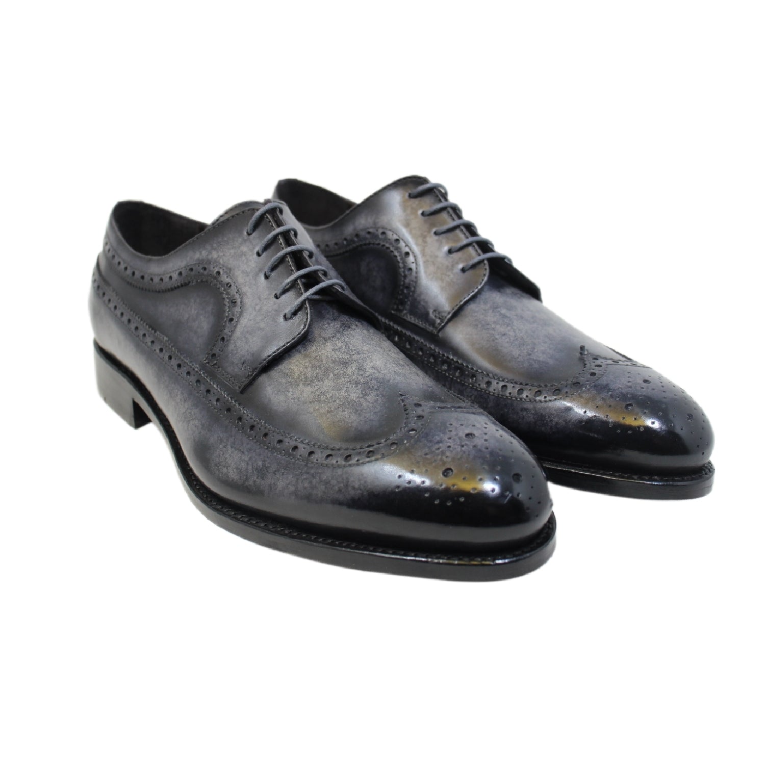 Charcoal full brogue wing tip