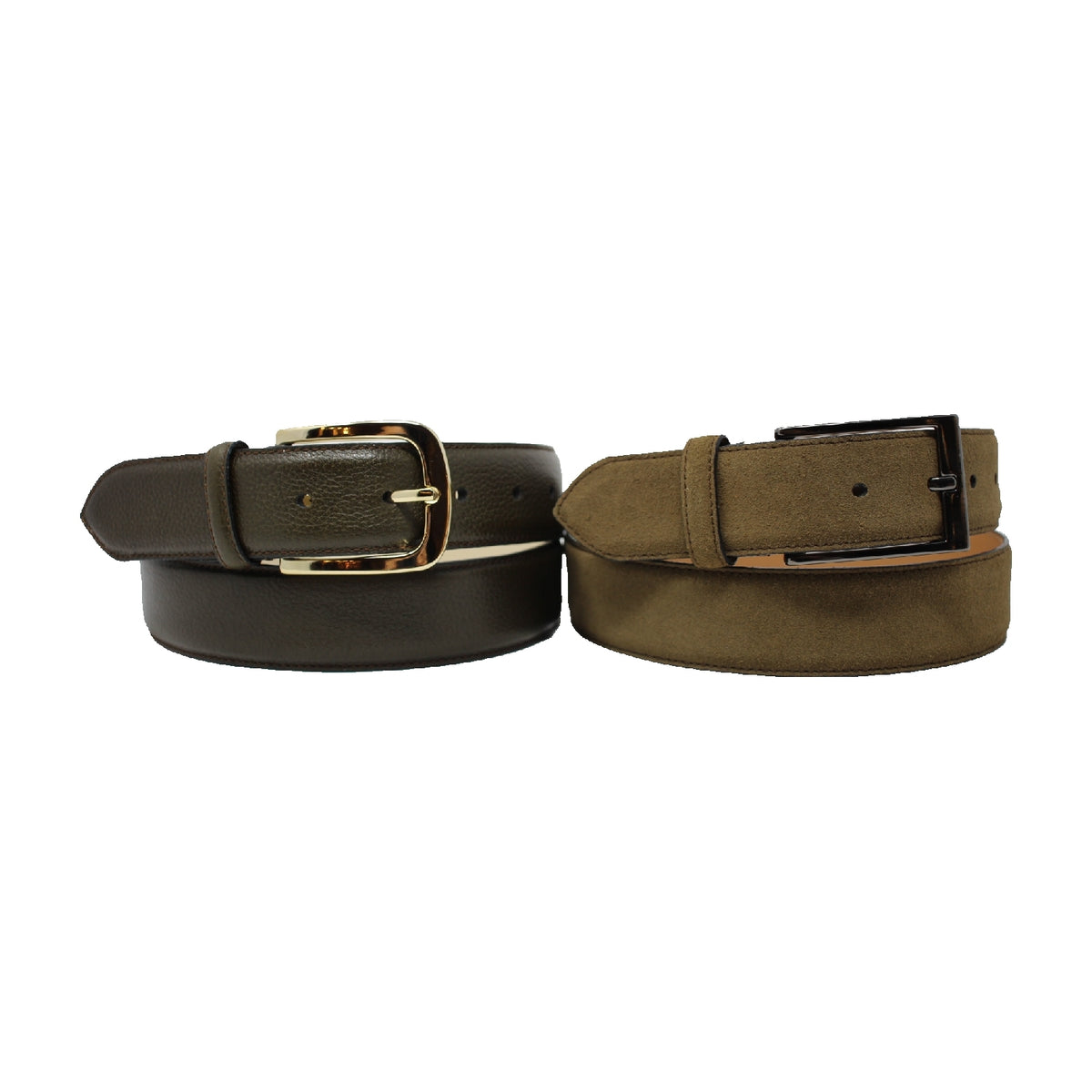 SMOOTH LEATHER BELT – OLIVE GREEN