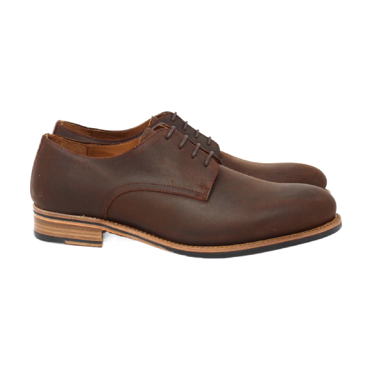 WAXED BROWN SUEDE DERBY