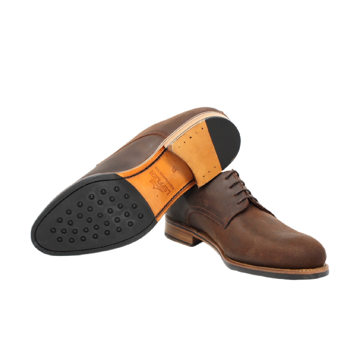 WAXED BROWN SUEDE DERBY