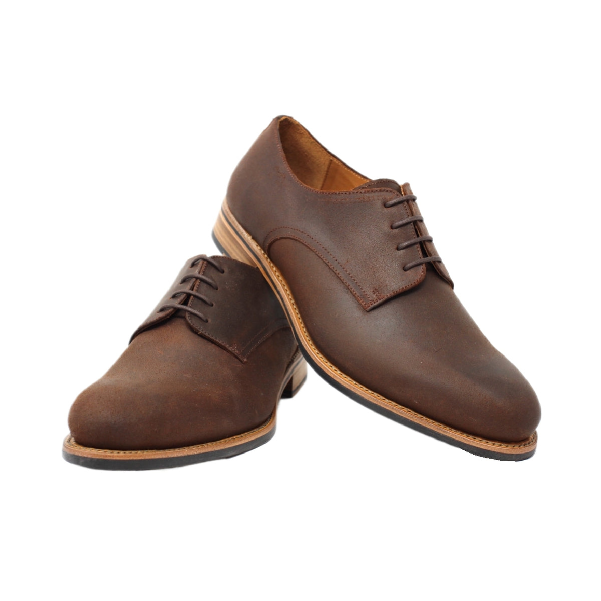 WAXED BROWN SUEDE DERBY