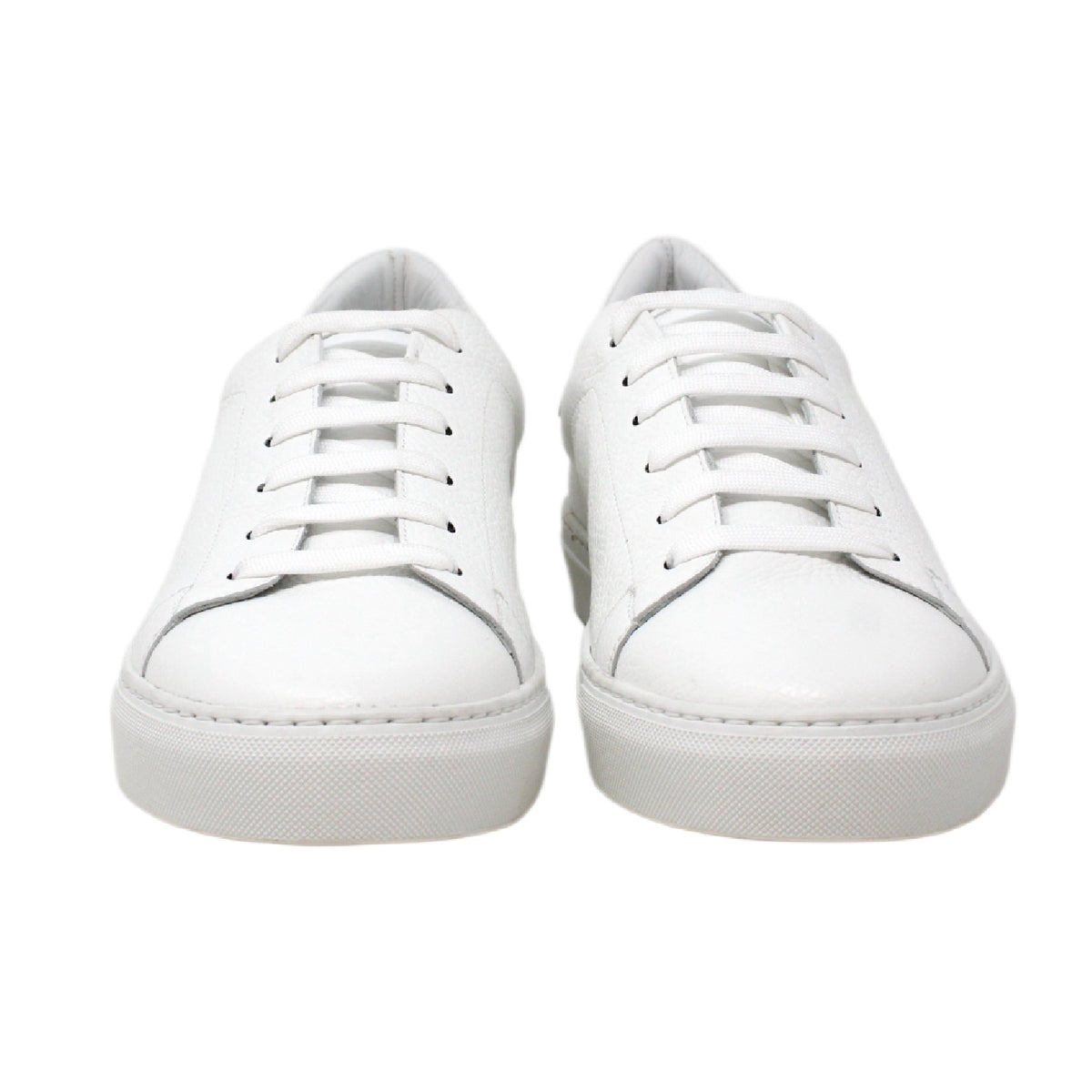 PEBBLED WHITE LEATHER SNEAKER