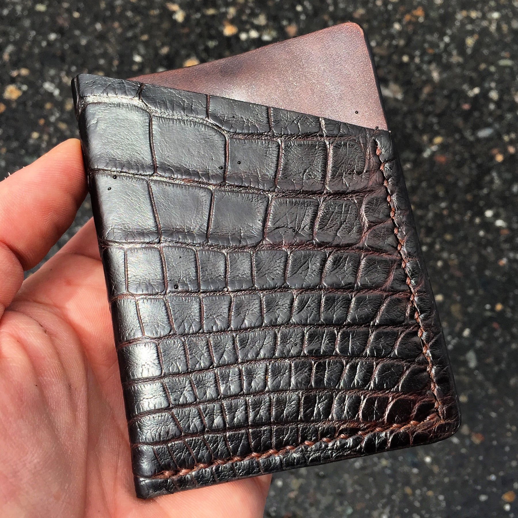 crocodile leather card