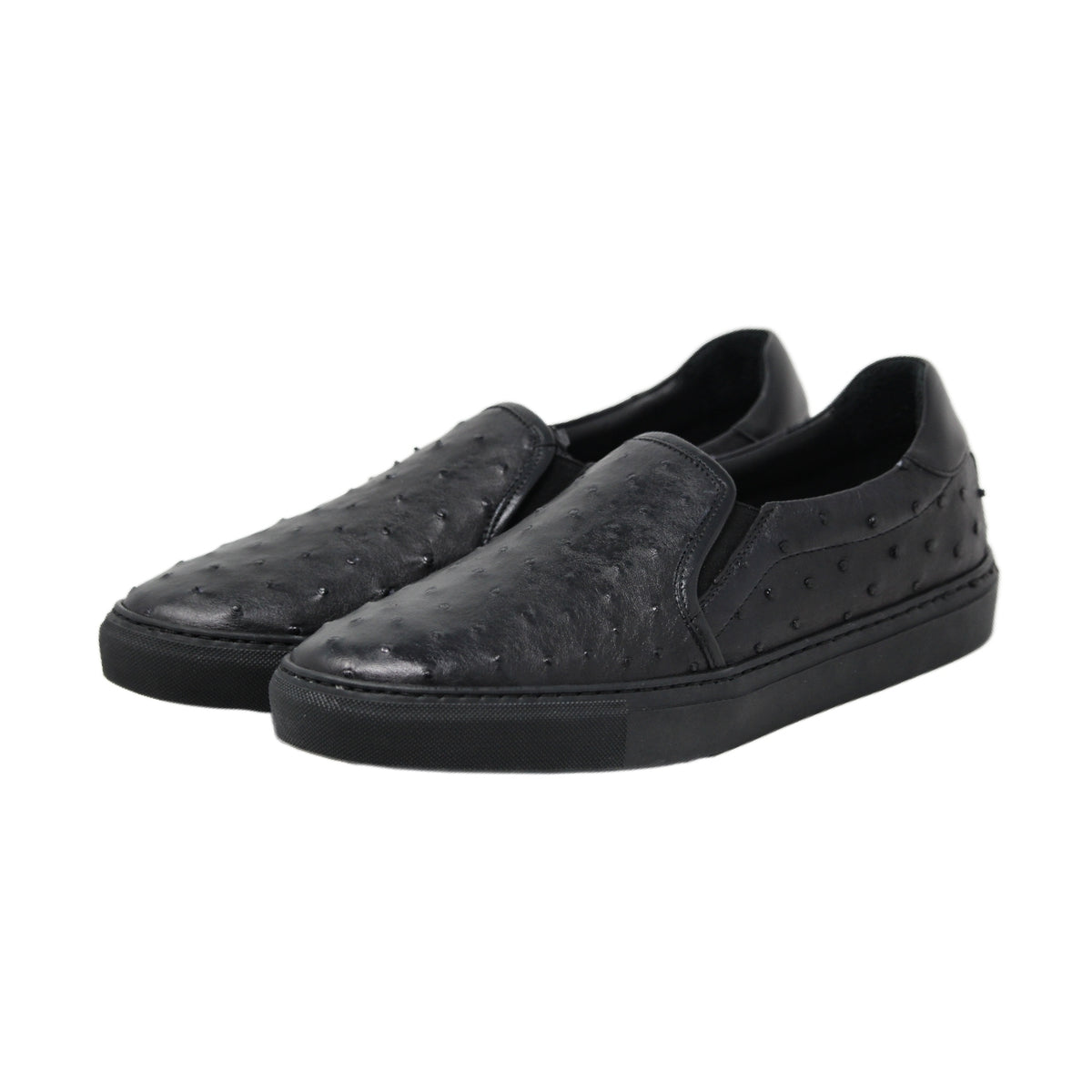 Black Ostrich Men's Slip On